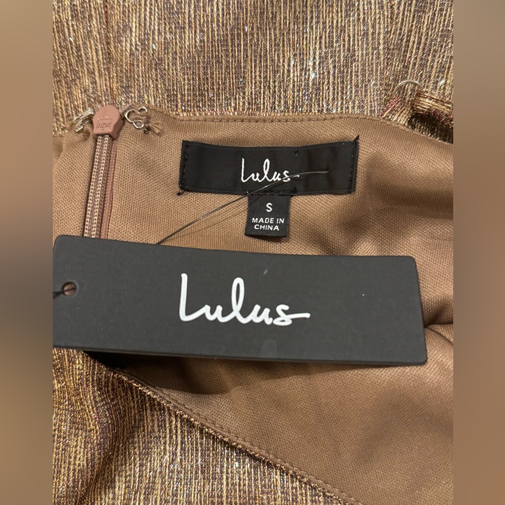 Lulu's Gold Mini Dress - Picture 3 of 6